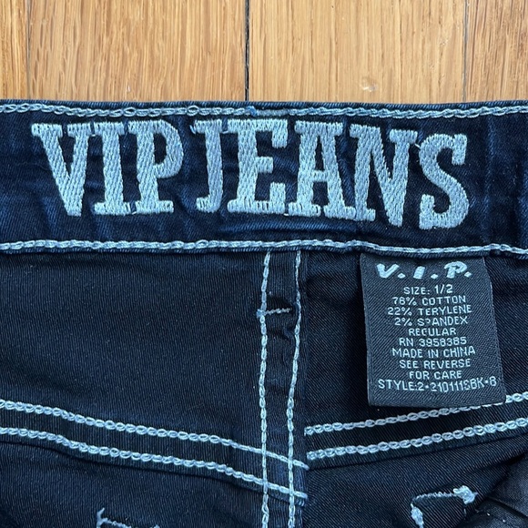 VIP Jeans Contrast Stitch Straight Leg Black Carpenter Denim with Hammer Loop - Picture 6 of 11